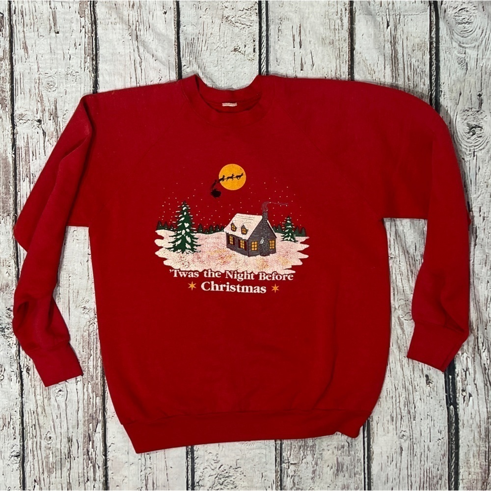Vintage 1980s Twas the night before Christmas Ugly Sweater Party Sweatshirt